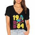 1984 Retro Raised In The 80s Old School Nostalgia Vibes Women's Jersey Short Sleeve Deep V-Neck Tshirt