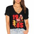 1985 Retro Roller Skate Vintage 80s Nostalgia Collector Women's Jersey Short Sleeve Deep V-Neck Tshirt 1985 Retro Roller Skate Vintage 80s Nostalgia Collector Women's Jersey Short Sleeve Deep V-Neck Tshirt