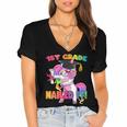 1st Grade Nailed It Flossing Unicorn Graduation Shirt Women's Jersey Short Sleeve Deep V-Neck Tshirt