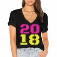 2018 Big Neon Numbers For The New Year Or Graduation Women's Jersey Short Sleeve Deep V-Neck Tshirt