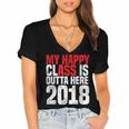 2018 Senior Graduation My Happy Class Shirt Women's Jersey Short Sleeve Deep V-Neck Tshirt