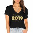 2019 Gold Confetti GraduationShirt High School College Women's Jersey Short Sleeve Deep V-Neck Tshirt
