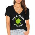 4th Grade Graduation Promotion Peace I'm Out Last Day Women's Jersey Short Sleeve Deep V-Neck Tshirt