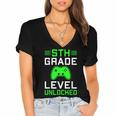 5th Grade Level Unlocked Back To School Gamer Graduation Women's Jersey Short Sleeve Deep V-Neck Tshirt