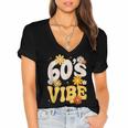 60's Vibe Vintage Nostalgia Mixtape Era 1960s Party Groovy Women's Jersey Short Sleeve Deep V-Neck Tshirt 60's Vibe Vintage Nostalgia Mixtape Era 1960s Party Groovy Women's Jersey Short Sleeve Deep V-Neck Tshirt