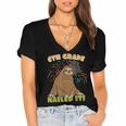 6th Grade Graduation Sloth Nailed It Class Of 2025 Women's Jersey Short Sleeve Deep V-Neck Tshirt