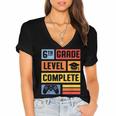6th Grade Level Complete Shirt Graduation Last Day Of School Women's Jersey Short Sleeve Deep V-Neck Tshirt