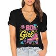 80's Girl Roller Skates Skating Eighties 1980s Nostalgia Women's Jersey Short Sleeve Deep V-Neck Tshirt 80's Girl Roller Skates Skating Eighties 1980s Nostalgia Women's Jersey Short Sleeve Deep V-Neck Tshirt