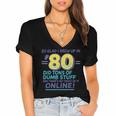 80s Nostalgia Retro Humor So Glad I Grew Up In The 80s Women's Jersey Short Sleeve Deep V-Neck Tshirt