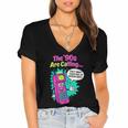 The 90s Are Calling Retro 90s Kid Nostalgia Gag Meme Women's Jersey Short Sleeve Deep V-Neck Tshirt