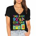 This Is My 90's Costume Retro 1990s Style Cassette Nostalgia Women's Jersey Short Sleeve Deep V-Neck Tshirt