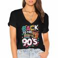 90's Nineties Nostalgia Costume Party Back To The 90s Women's Jersey Short Sleeve Deep V-Neck Tshirt