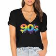 90s Retro Pop Art Rainbow Lips Nostalgia Costume 90s Women's Jersey Short Sleeve Deep V-Neck Tshirt 90s Retro Pop Art Rainbow Lips Nostalgia Costume 90s Women's Jersey Short Sleeve Deep V-Neck Tshirt