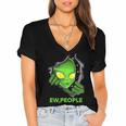 Alien Face Ew People UFO Introvert Meme Men Women Kids Women's Jersey Short Sleeve Deep V-Neck Tshirt