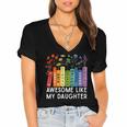 Awesome Like My Daughter Books Floral Proud Mom Women Women's Jersey Short Sleeve Deep V-Neck Tshirt Awesome Like My Daughter Books Floral Proud Mom Women Women's Jersey Short Sleeve Deep V-Neck Tshirt