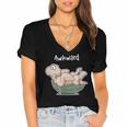 Awkward Turtle Upside Down Witty Comical Introvert Women's Jersey Short Sleeve Deep V-Neck Tshirt Awkward Turtle Upside Down Witty Comical Introvert Women's Jersey Short Sleeve Deep V-Neck Tshirt
