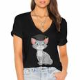 Bachelor Master Cats Graduation 2026 Graduate Women's Jersey Short Sleeve Deep V-Neck Tshirt
