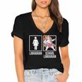 Back To School Library Unicorn Book Lover School Librarian Women's Jersey Short Sleeve Deep V-Neck Tshirt