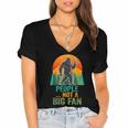 Bigfoot Introvert People Not A Big Fan Retro Sasquatch Women's Jersey Short Sleeve Deep V-Neck Tshirt