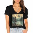 Bigfoot Sasquatch Alien Spaceship UFO Introvert Bruh Women's Jersey Short Sleeve Deep V-Neck Tshirt