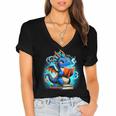 Book Dragon Reading Lover Women's Jersey Short Sleeve Deep V-Neck Tshirt
