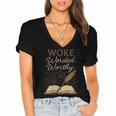 And Booked Afro Literary Pride Book Club Culture Women's Jersey Short Sleeve Deep V-Neck Tshirt And Booked Afro Literary Pride Book Club Culture Women's Jersey Short Sleeve Deep V-Neck Tshirt