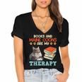 BOOKS AND MAINE COONS ARE MY THERAPY Main Coon Women's Jersey Short Sleeve Deep V-Neck Tshirt