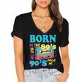 Born In The 80's But 90's Made Me Nostalgia Cassette Tape Women's Jersey Short Sleeve Deep V-Neck Tshirt