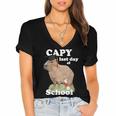 Capy Last Day Of School Capybara Graduation Quote Women's Jersey Short Sleeve Deep V-Neck Tshirt