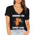 Cat Ignoring You Expert Level Orange Tabby Introvert Women's Jersey Short Sleeve Deep V-Neck Tshirt