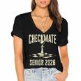 Checkmate Senior 2026 Chess Piece Class Of 2026 Graduation Women's Jersey Short Sleeve Deep V-Neck Tshirt