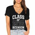 Class Of 1976 Reunion 50 Years Alumni Graduation High School Women's Jersey Short Sleeve Deep V-Neck Tshirt