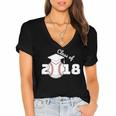 Class Of 2018 Baseball Senior Graduation Shirt Grad Women's Jersey Short Sleeve Deep V-Neck Tshirt