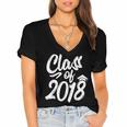 Class Of 2018 Graduation Cap Trendy Cute Women's Jersey Short Sleeve Deep V-Neck Tshirt