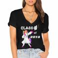 Class Of 2018 Graduation Him Her Unicorn Dabbing Shirt Women's Jersey Short Sleeve Deep V-Neck Tshirt