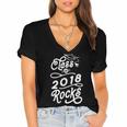 Class Of 2018 Rocks Seniors Graduation 2018 Women's Jersey Short Sleeve Deep V-Neck Tshirt