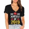 Class Of 2019 Graduation Senior High School College Women's Jersey Short Sleeve Deep V-Neck Tshirt