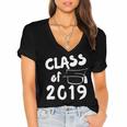 Class Of 2019 Graduation Shirt Women's Jersey Short Sleeve Deep V-Neck Tshirt