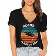 Class Of 2021 Done Senior Graduation Retro Sunset Women's Jersey Short Sleeve Deep V-Neck Tshirt