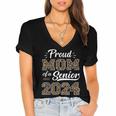 Class Of 2024 Proud Mom Of Senior Class 24 Graduation Women's Jersey Short Sleeve Deep V-Neck Tshirt