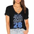 Class Of 2026 Senior Graduation High School And College Grad Women's Jersey Short Sleeve Deep V-Neck Tshirt