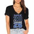 Class Of 2026 Senior Retro Graduation 2026 First Day Vintage Women's Jersey Short Sleeve Deep V-Neck Tshirt