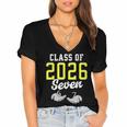 Class Of 2026 Six Seven Senior Yellow Graduation 6 7 Women's Jersey Short Sleeve Deep V-Neck Tshirt