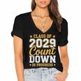 Class Of 2029 Count Down Fun First Day 8th Grade Graduation Women's Jersey Short Sleeve Deep V-Neck Tshirt