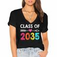 Class Of 2035 Kindergarten Pre K Grow With Me Graduation Women's Jersey Short Sleeve Deep V-Neck Tshirt