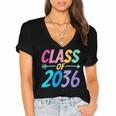 Class Of 2036 First Day Kindergarten Grow With Me Graduation Women's Jersey Short Sleeve Deep V-Neck Tshirt