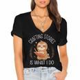 Crafting Stories Is What I Do Reading Writing Book Author Women's Jersey Short Sleeve Deep V-Neck Tshirt