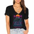 Cruise Ship Vacations Reading Book Lovers Sunset Women's Jersey Short Sleeve Deep V-Neck Tshirt
