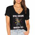 Dabbing Graduation Class Of 2025 Girls 5th Grade Nailed It Women's Jersey Short Sleeve Deep V-Neck Tshirt