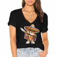 Dabbing Mexican Pizza Dance Food Lover Graduation Women's Jersey Short Sleeve Deep V-Neck Tshirt